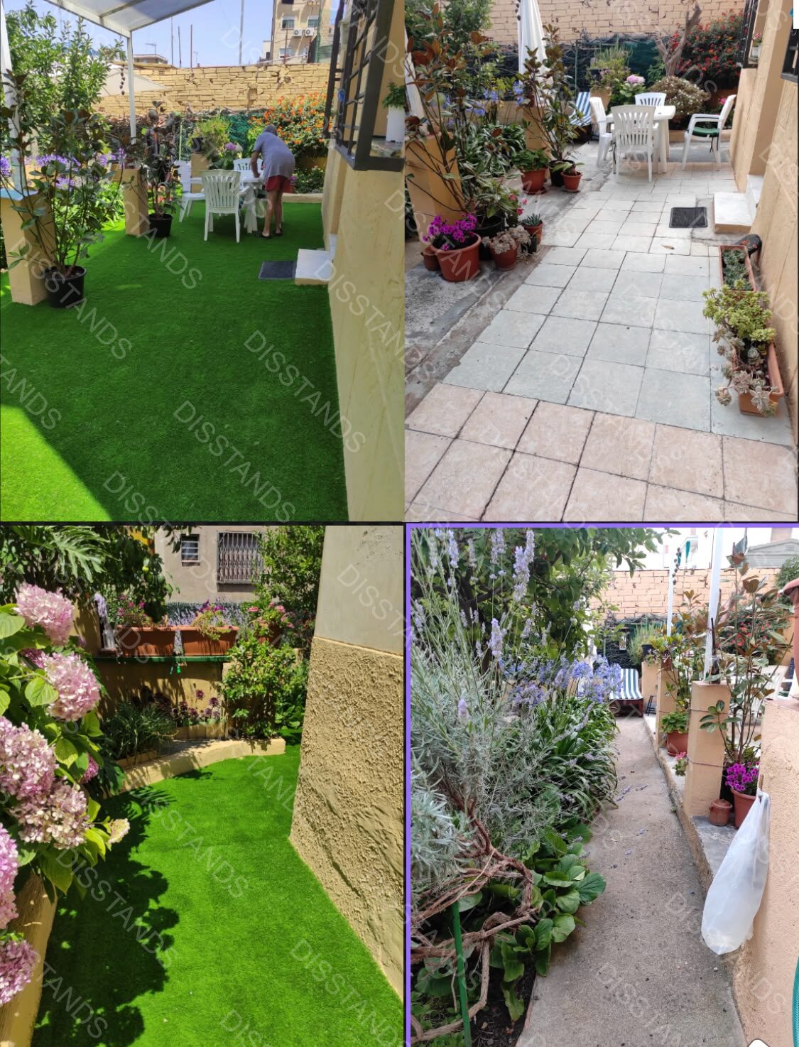 Césped Bredis 30MM - Antes y después · Patio trasero con parterre