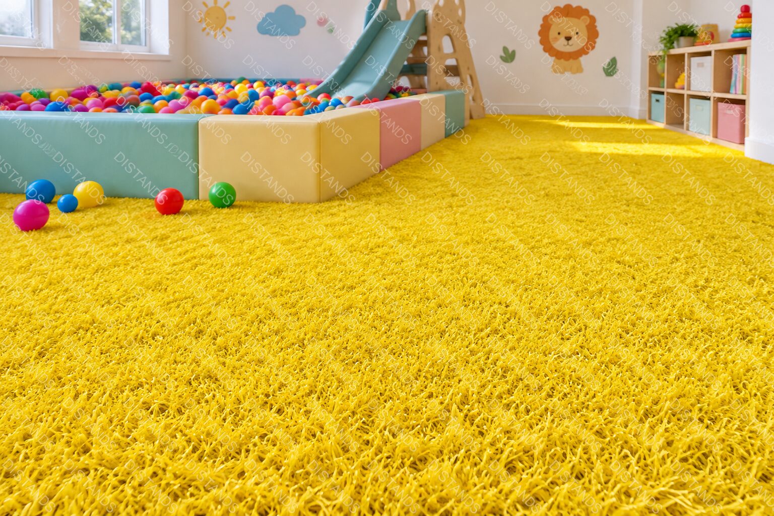 Césped Pradis 25MM - Amarillo en una sala infantil