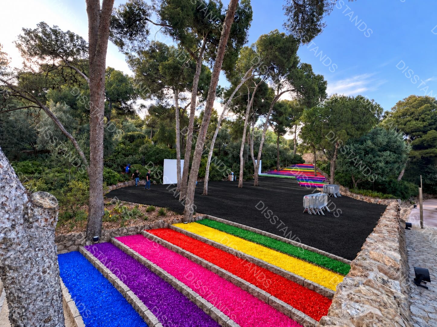 Césped Pradis 25MM - Escalinata en franjas de colores