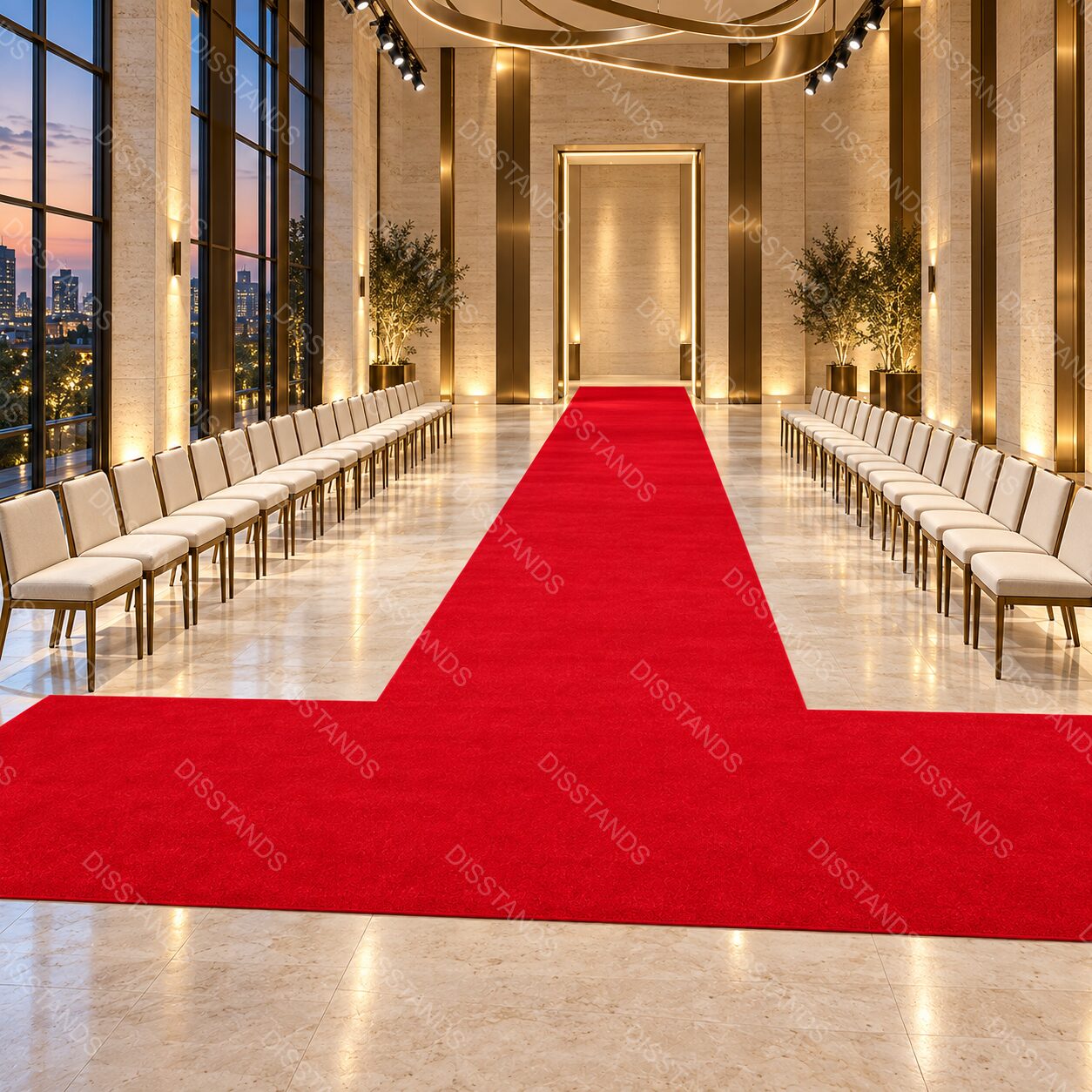 Pasarela en T de moqueta terciopelo roja