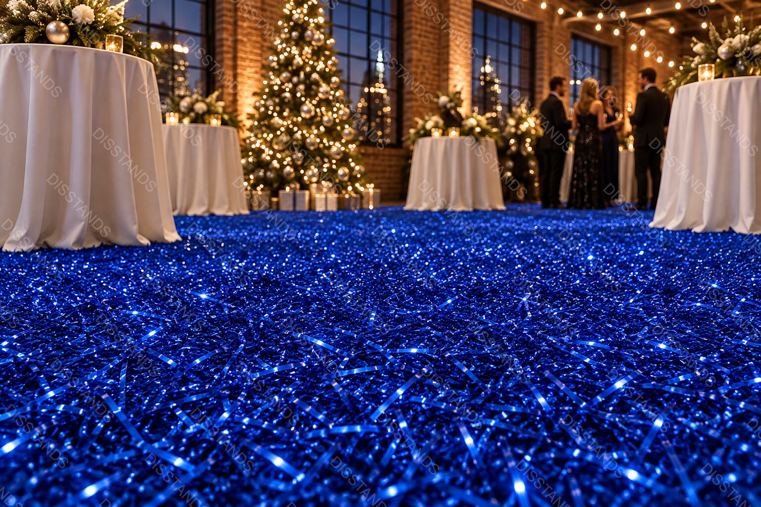 Suelo en azul royal en un evento navideño